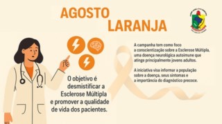 AGOSTO LARANJA – MÊS DE CONSCIENTIZAÇÃO SOBRE A ESCLEROSE MÚLTIPLA -
VOCÊ SABIA QUE A ESCLEROSE MÚLTIPLA (EM) AFETA, PRINCIPALMENTE, JOVENS ENTRE 20 E 40 ANOS?
AGOSTO LARANJA – MÊS DE CONSCIENTIZAÇÃO SOBRE A ESCLEROSE MÚLTIPLA -
VOCÊ SABIA QUE A ESCLEROSE MÚLTIPLA (EM) AFETA, PRINCIPALMENTE, JOVENS ENTRE 20 E 40 ANOS?